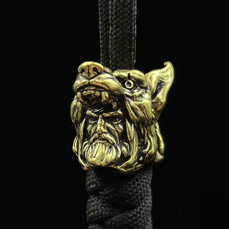 Sculpture tête de loup givre, perle de couteau en laiton, paracorde tissée bricolage extérieur, pendentif lanière, bijoux, parapluie, UL, accessoire de confrontation, EDC