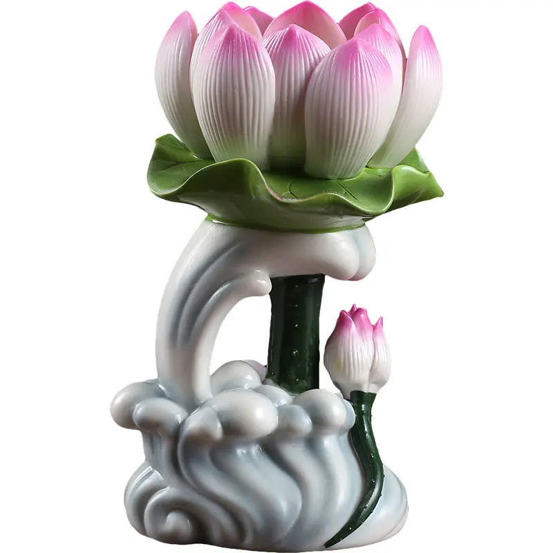 Lotus Candlestick Candle Holder Buddha Supplies Incense Candlestick Changming Lamp Pink Lotus Leaf Water Supply Cup