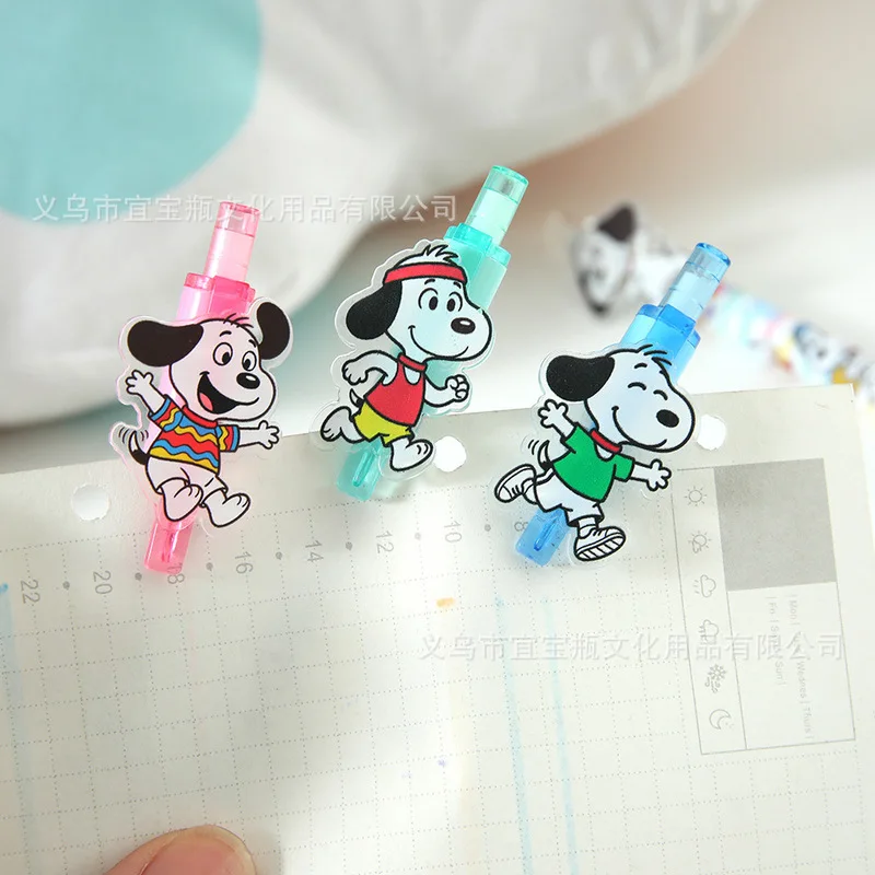 48pcs Anime Snoopy Patch Gel Pen 0.5mm Black Press Signature Pen Student Portable Pen Clip Stationery Gift Wholesale view 3