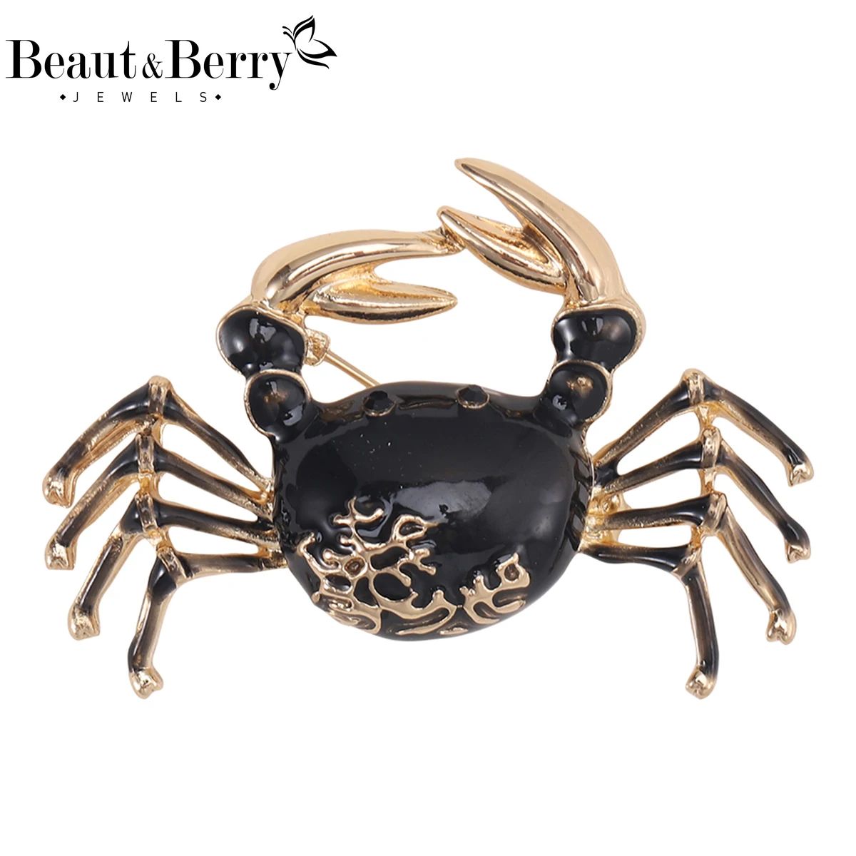Beaut&Berry Trendy Enamel Crab Brooches for Women Unisex Animal Pins Casual Party Jewelry Accessories Gifts Decoration