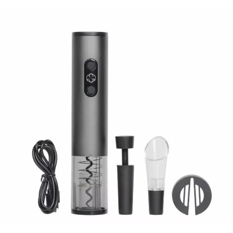 

Personalized Logo 4 in 1 Electric Wine Corkscrew Rechargeable Automatic Bottle Opener Kit Electric Red Wine Opener