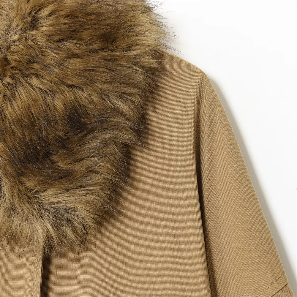 سترة نسائية جديدة للخريف والشتاء بتصميم غير رسمي وأكمام طويلة من الفرو الاصطناعي #4