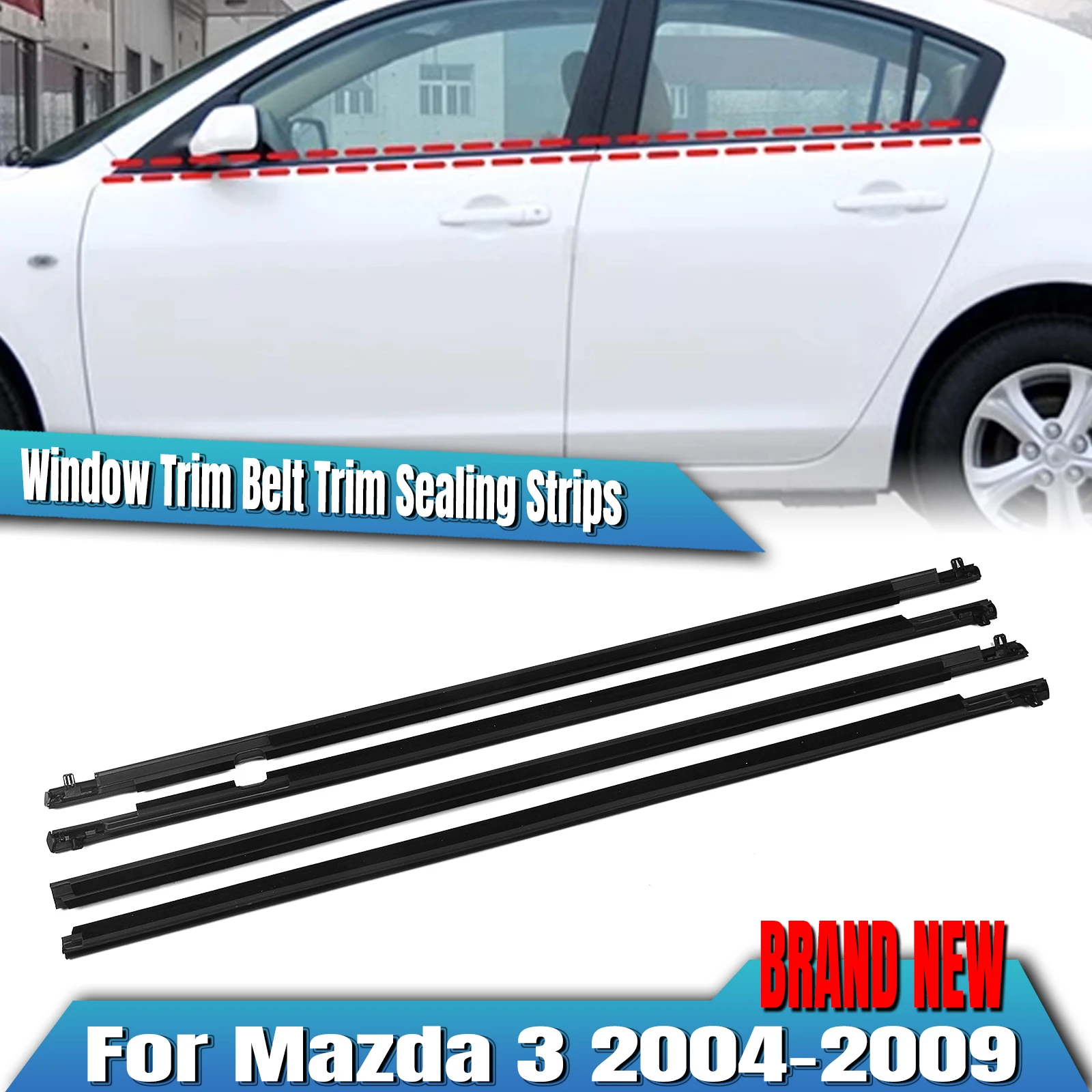 Car Exterior Window Trim Weatherstrip Seal Strip Door Gasket Sealing Shield For Mazda 3 BK Series Sedan 2004-2009