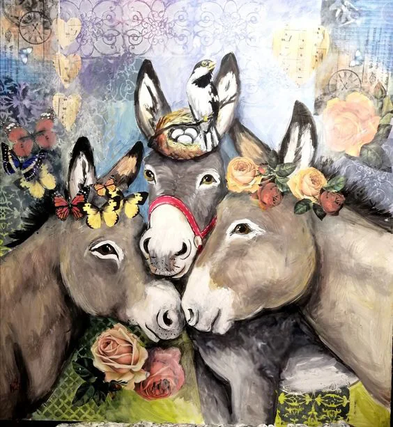 JMINE Div 5D donkey flower Full Diamond Painting cross stitch kits art animal 3D paint by diamonds