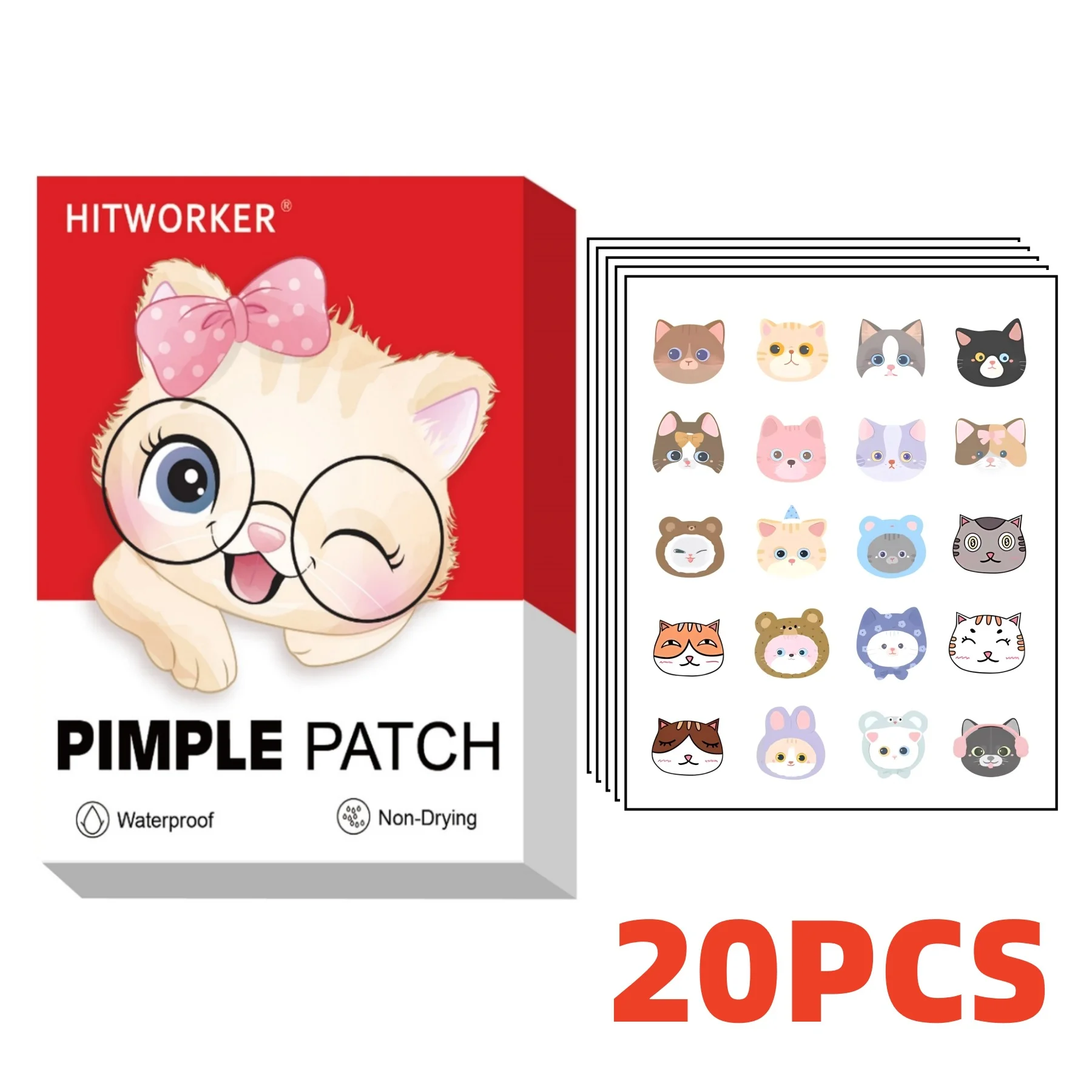 رقع حب الشباب بزيت شجرة الشاي المصممة بالرسوم المتحركة. الغروانية المائية، لطيف، للعناية بالبشرة غير المهيجة. فعالة ولطيفة للاستخدام اليومي.