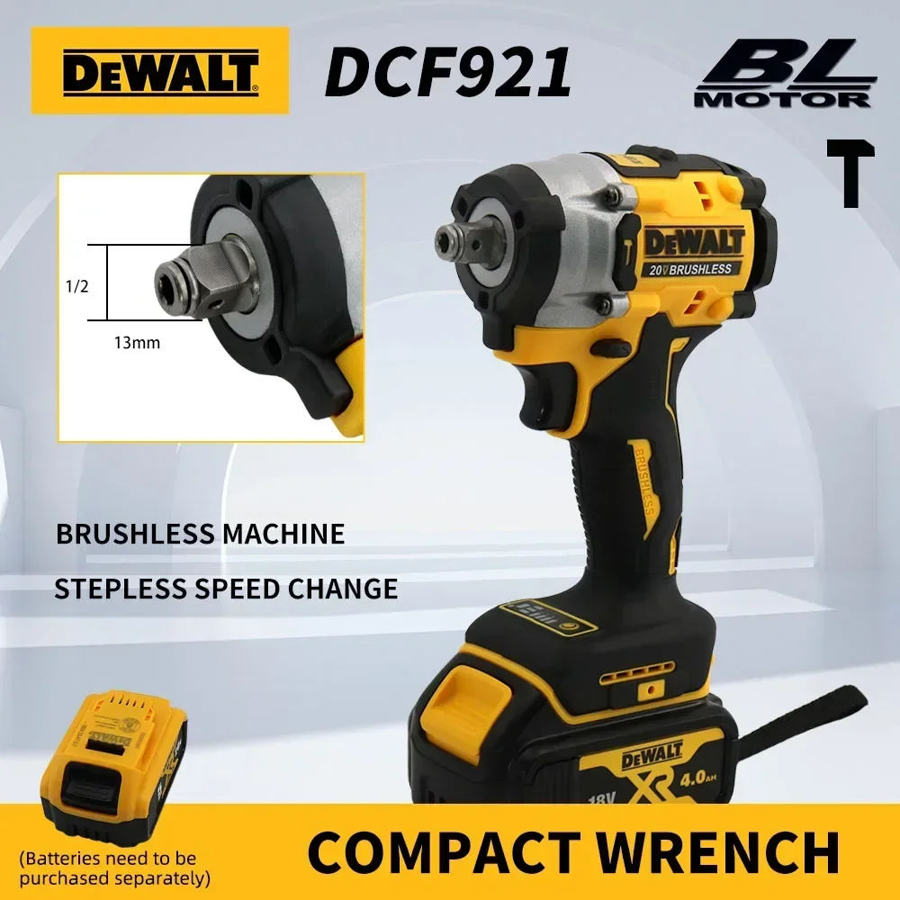 DEWALT DCF921 ATOMIC 20V MAX Klucz akumulatorowy 1/2 cala Akumulatorowy klucz udarowy Klucz ładujący o zmiennej prędkości DCF921N z akumulatorem