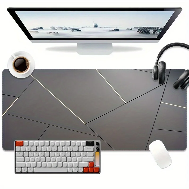 

1pc Large Gaming Mouse Pad Anime Gray Art Desk Mat Non-slip Rubber Base Stitched Edge Keyboard Pads PC Tablet for Office Decor
