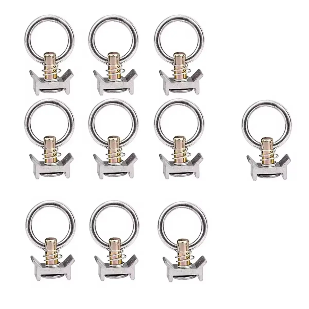 Compatible 10-Pack L Track Aluminum Tie Downs with Stud and O-Ring Motorcycle Trailer Tie Downs