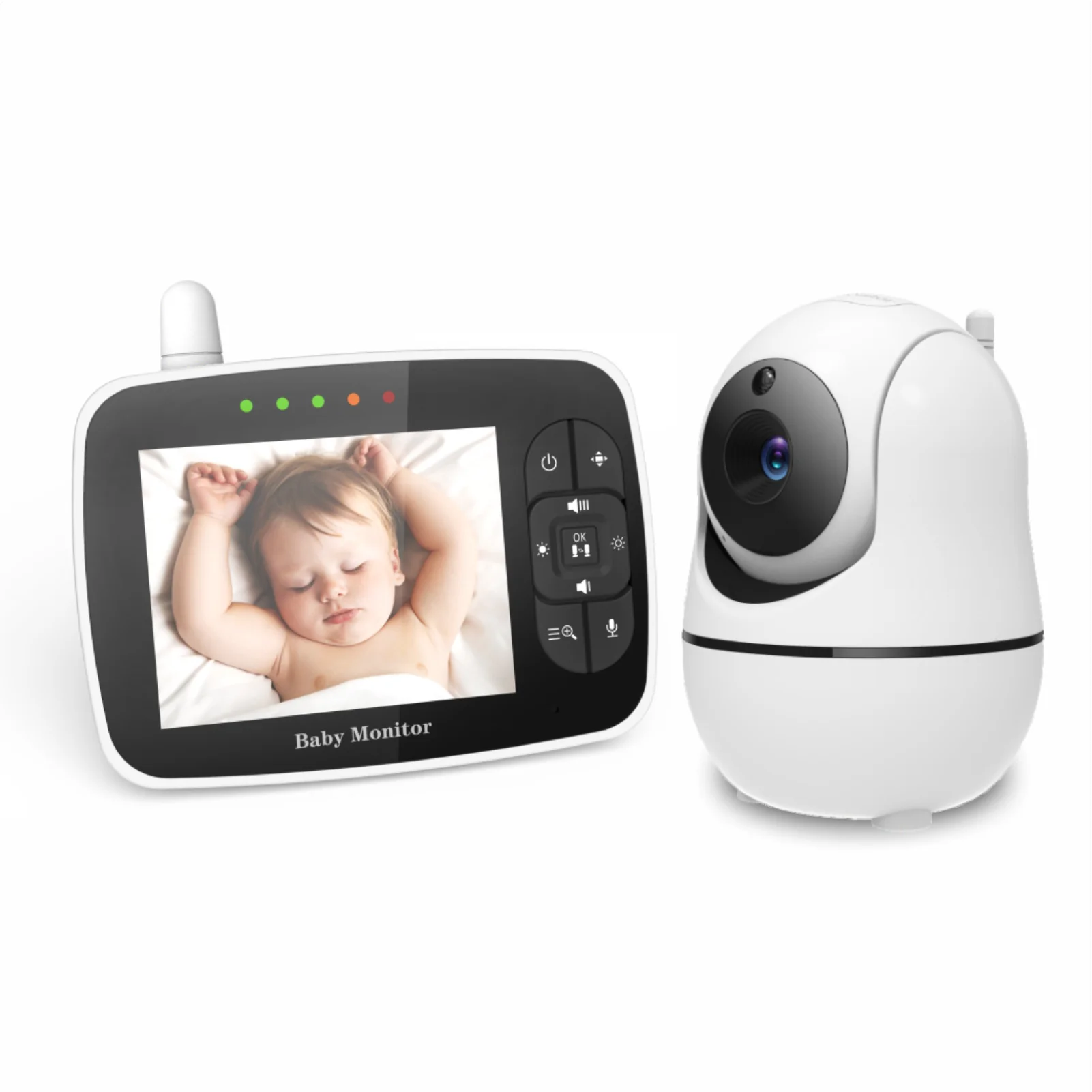 3.5inch High Resolution Baby Monitor Infrared Night Vision Wireless Video Baby Sleeping Monitor with Remote Camera Pan-Tilt-Zoom