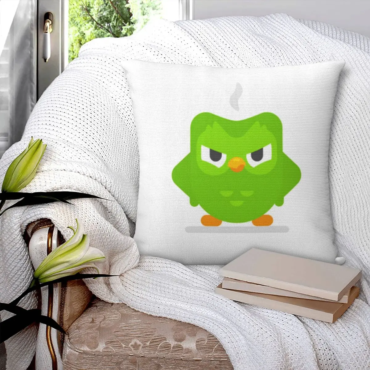 Duolingo Owl Duo Square Pillowcase Pillow Cover Polyester Cushion Decor Comfort Throw Pillow for Home Living Room