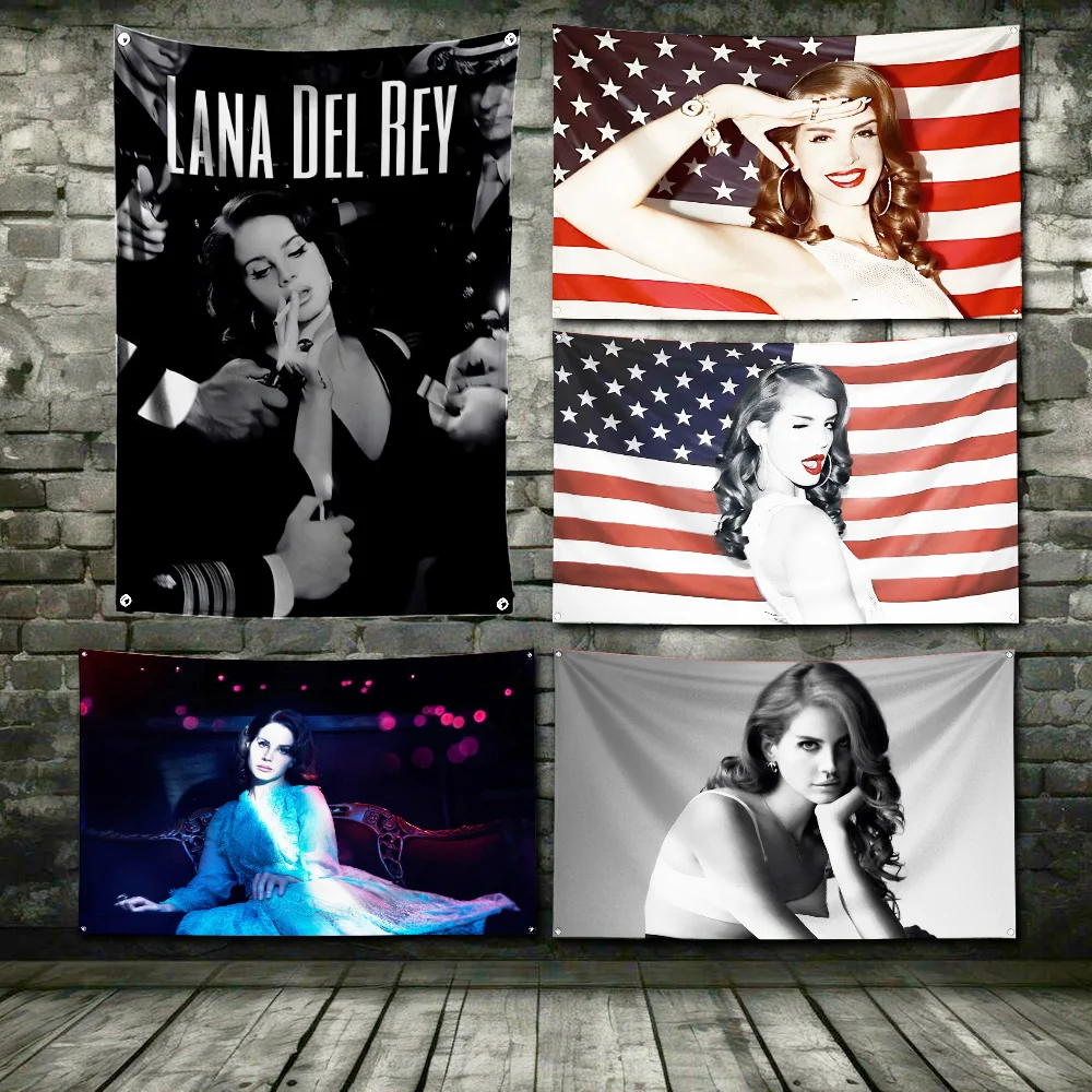 60x90cm Singer Lana Del Rey Posters Flag Polyester Digital Printing Banner for Garage Wall Art Out Door Decoration