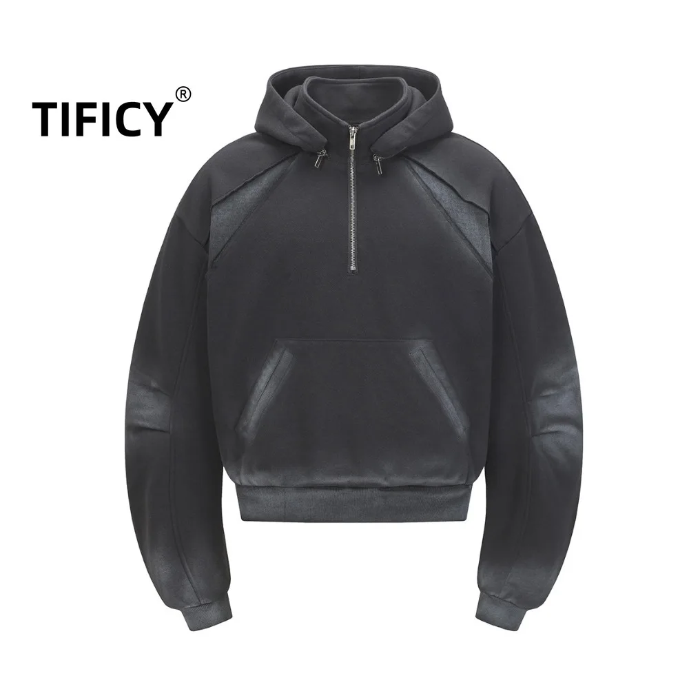 

High Street Hooded Sweatshirts Men's Autumn New Collection Wasteland Feng Shui Cleaning Dirty Dyeing Hoodie Sweatshirts Tops