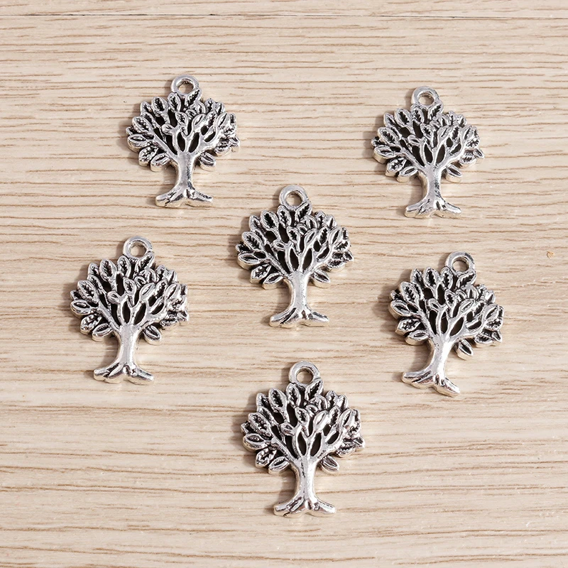 

20pcs 17x22mm Cute Alloy Plant Tree Charms Pendants for Jewelry Making Drop Earrings Necklaces Bracelets DIY Crafts Accessories