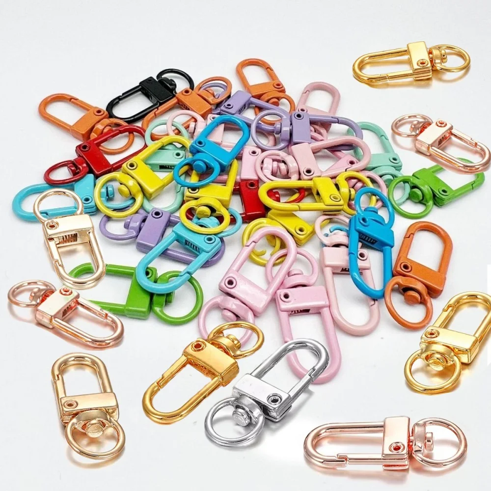 10Pcs/Lot Colorful Alloy Snap Lobster Clasp Hooks Keychain Findings for DIY Jewelry Making Key Ring Accessories Wholesale