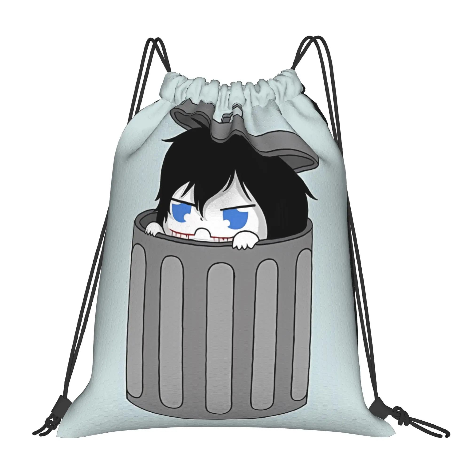 Jeff The Trash CCreepypasta Portable Sports Riding Gym Drawstring Vintage Horror Storage Backpacks