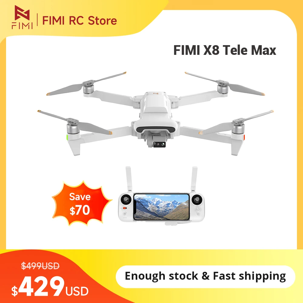 FIMI X8 Tele Max drone Dual Cameras 4K 60fps 5.0 Roklink 20km range 3-axis Gimbal GPS AI Super Night Video rc Quadcopter