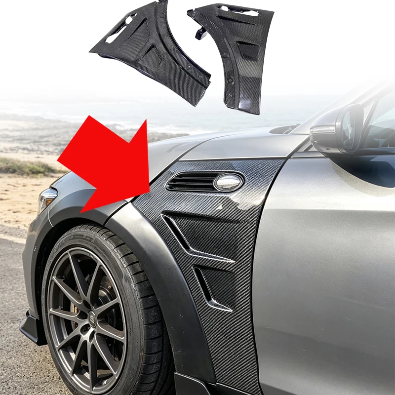 For Mini R50 R52 R53 Cooper Exterior Side Fender Vent Panel Carbon Fiber Look Body Kit Auto Decorative Side Air Vent Car Modific