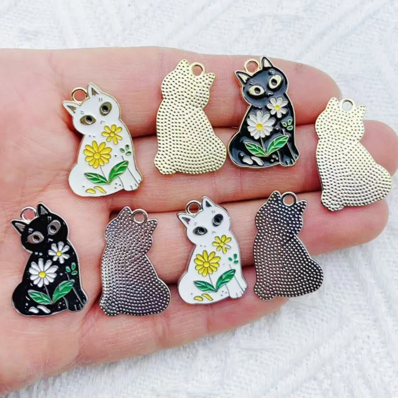 

Diy jewelry making 50pcs/lot drop oil pattern animal cartoon cats shape metal floating locekt beads fit garment pendant accessoy