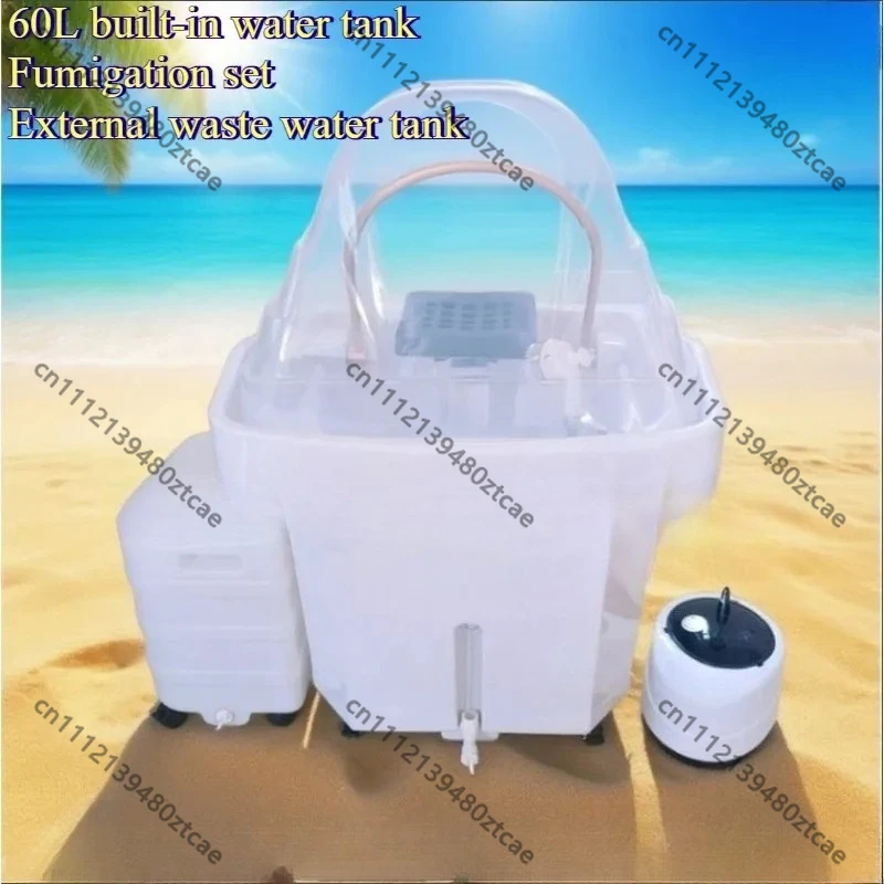 60L Built-in Water Tank Fumigation Water Circulation Shampoo Basin, External Waste Water Tank Salon Head Therapy Equipment