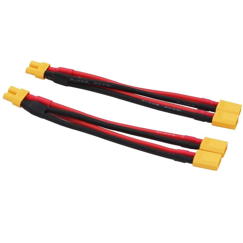 XT30 XT-30 wanita/pria konektor paralel kabel kawat Y Lead 18AWG 10CM kabel pengisi daya baterai untuk Rc Drone mobil baterai