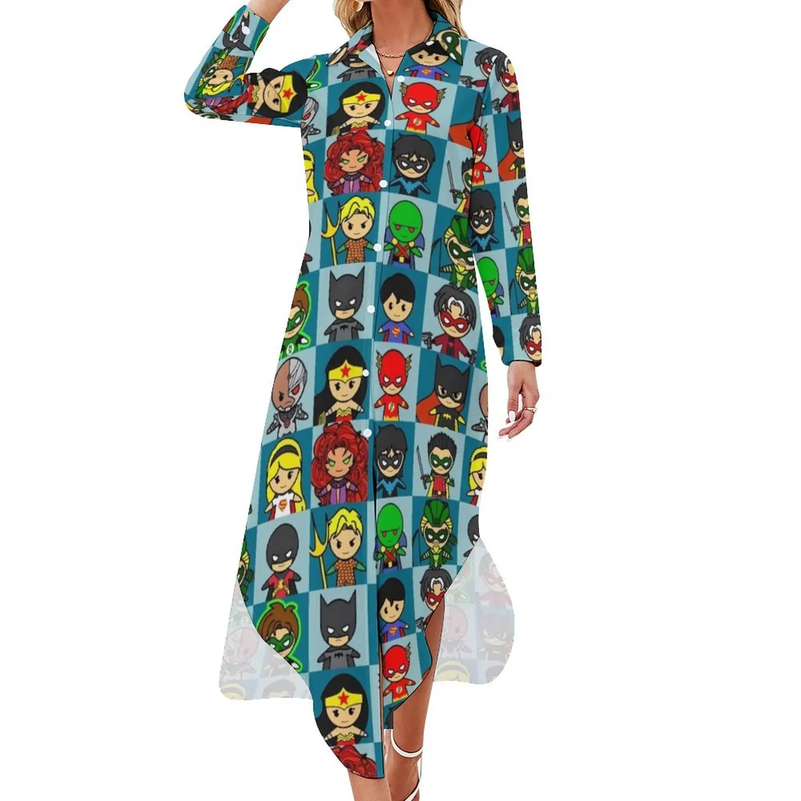 

hero cube 2 Long Sleeved Shirt Dress Women's dresses dress korean style african dresses for woman