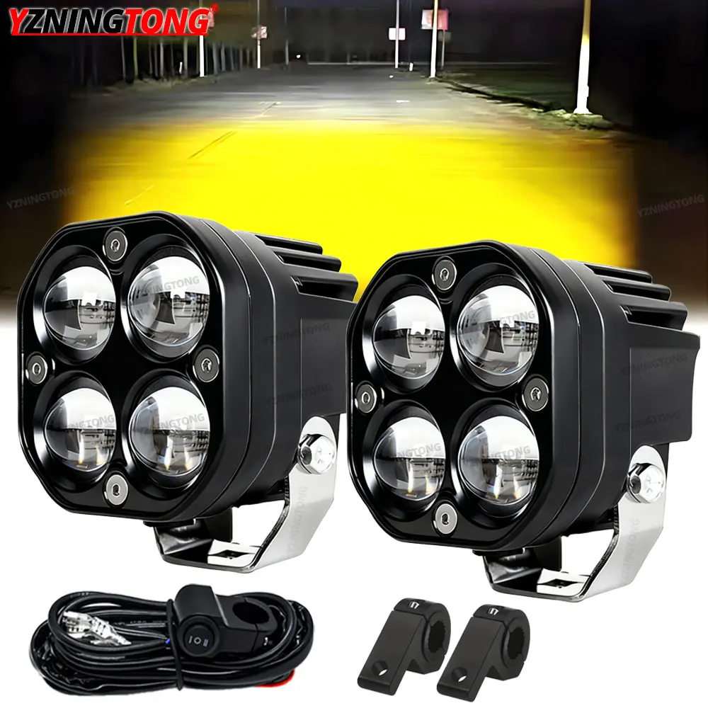 

Super bright 3 Inch Motorcycle Led Headlight 200W Dual Color LED Spotlights Accessory For Truck Car SUV ATV 30000LM 12V Fog lamp