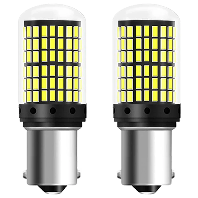 2 ks 7443 LED žárovky P21W 1156 BA15S PY21W BAU15S LED světel canbus 12V 144SMD 7000K bílá auto kroutit signál couvat záloha lamp