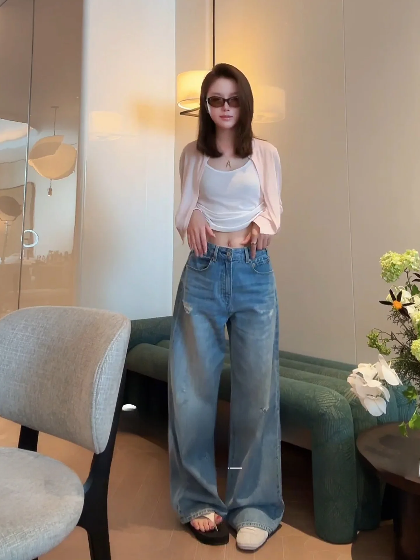 

Classic Straight Leg Cotton Denim Jeans Women's High Waist Zipper Fly Casual Style Spring Season Ladies Fashion COCOZONE