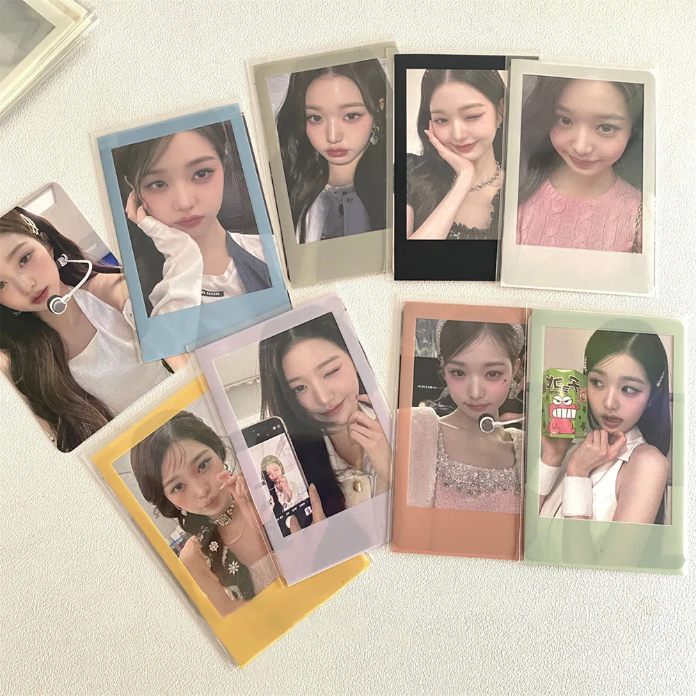 40Pcs Korea Photo Card Sleeves 59x89mm Clear Acid Free CPP Card Cover 3 Inch Solid Color Border Photocard Protector Film