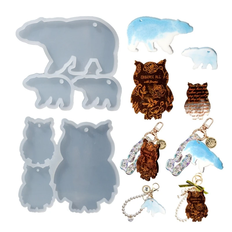DIY  Bear Owl Animal Keychain Silicone Epoxy Mold DIY Ornaments Pendant Jewelry Crafting Mould for Valentine Gift