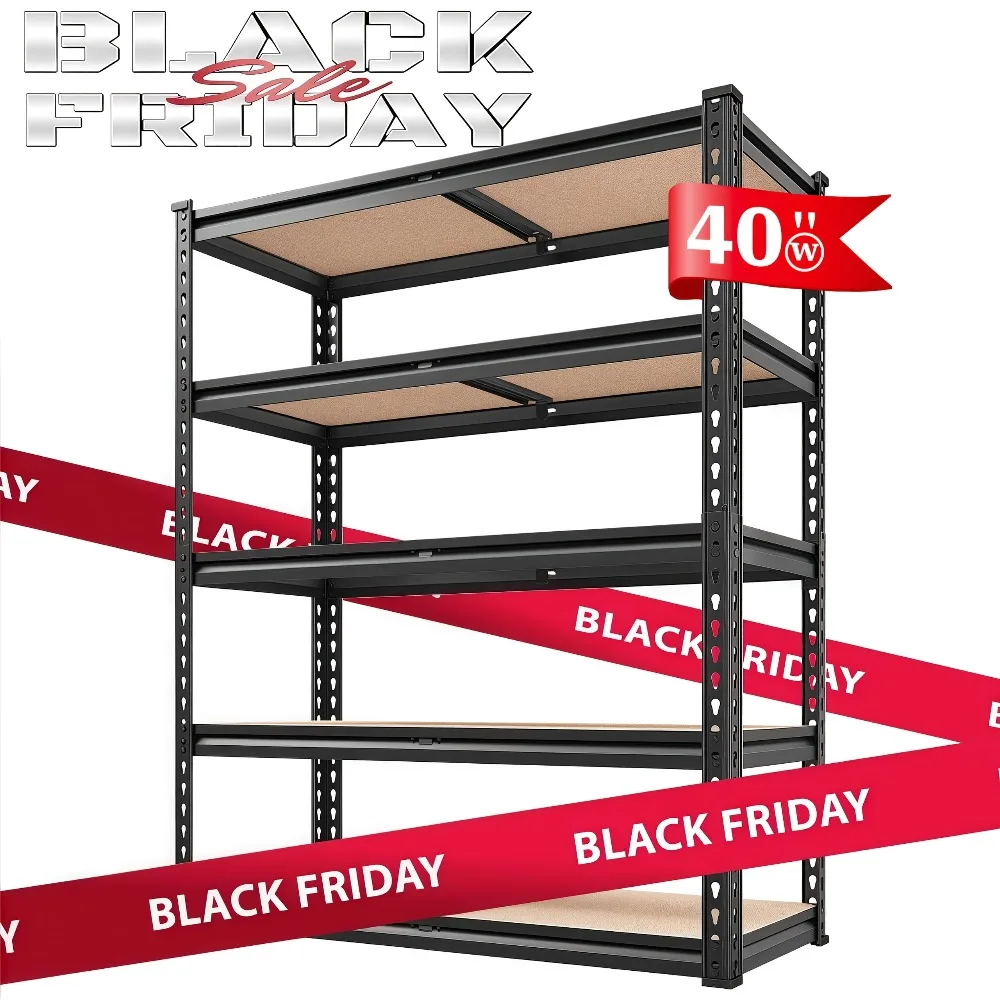 

2020LBS Storage Shelves 5 Tier 72" H X 35.55" W X 16" DGarage Shelving Heavy Duty, Adjustable Metal Shelving Unit