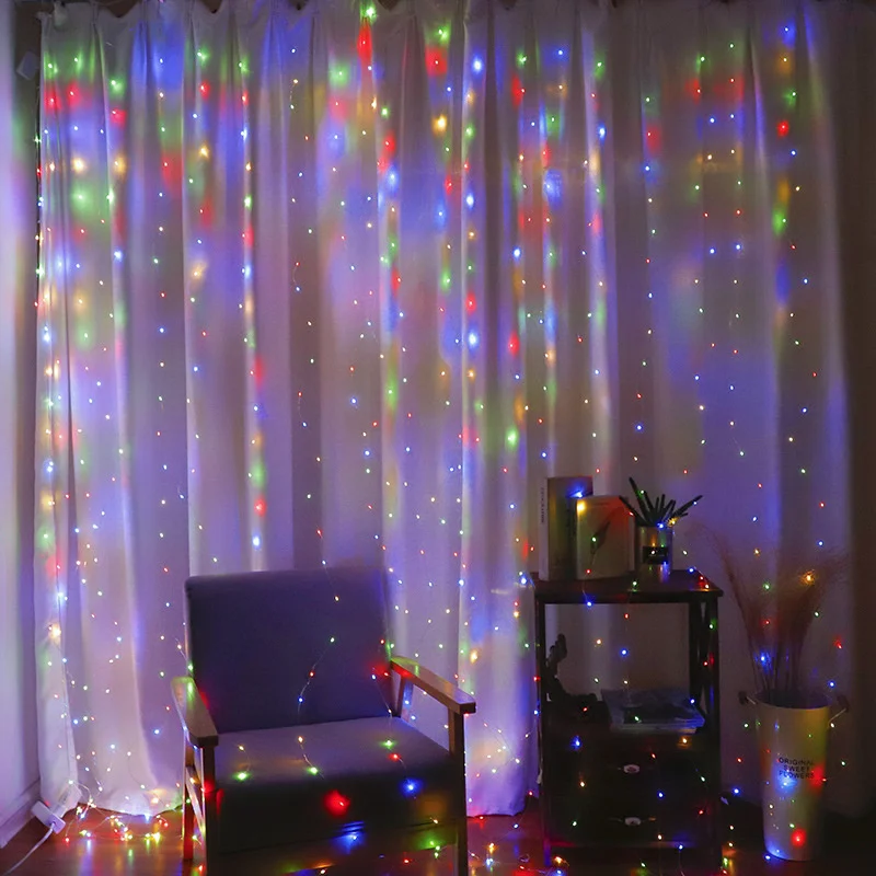 Curtain LED String Lights 8 Modes USB Plug Proposal Wedding Venue Fairy Lights Indoor New Year Christmas Room Party Decoration