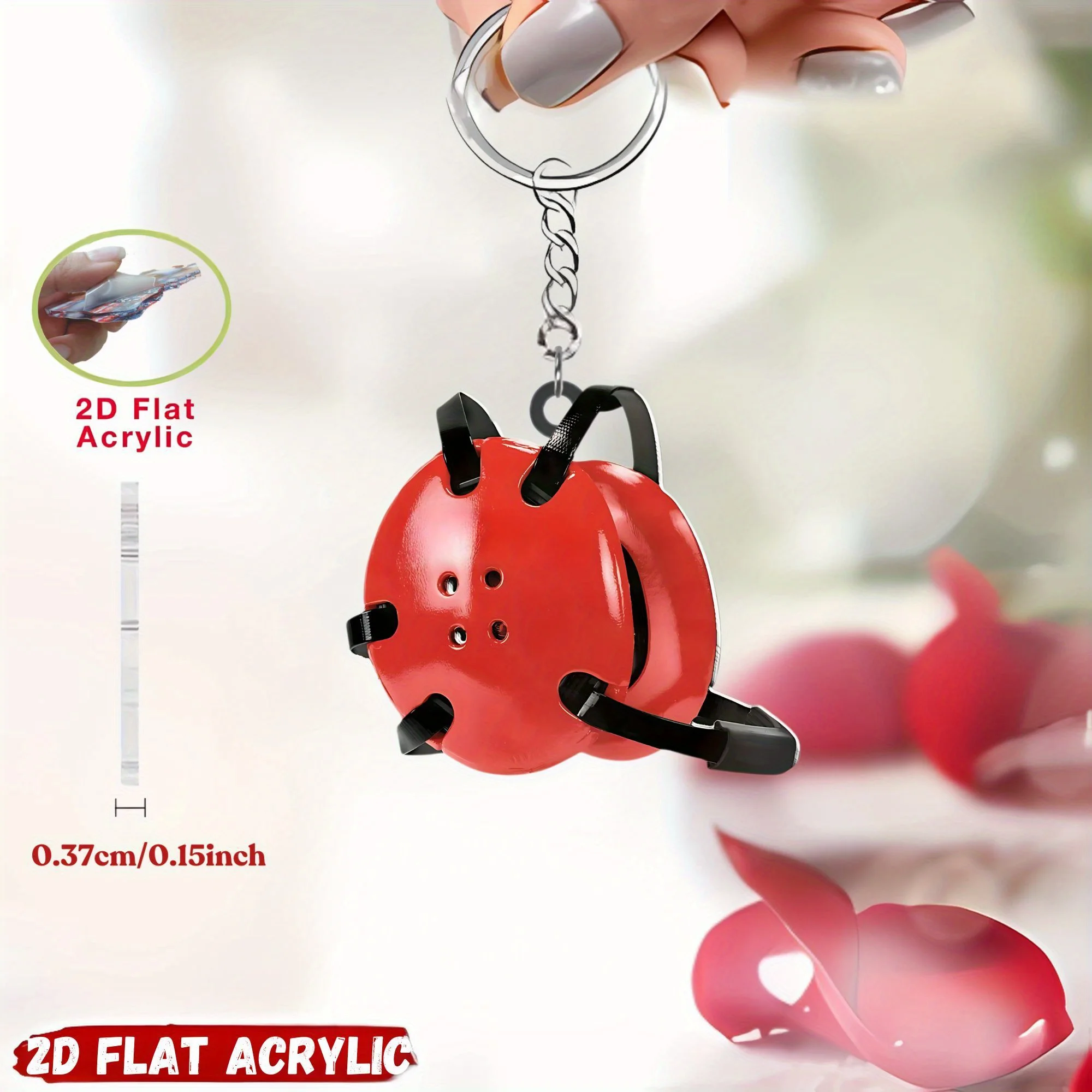 2D Wrestling Helmet Keychain,Flat Acrylic Pendant,Sport Themed Ornament Charms,Hanging Decoration for Car/Bag/Festive/Party/Gift