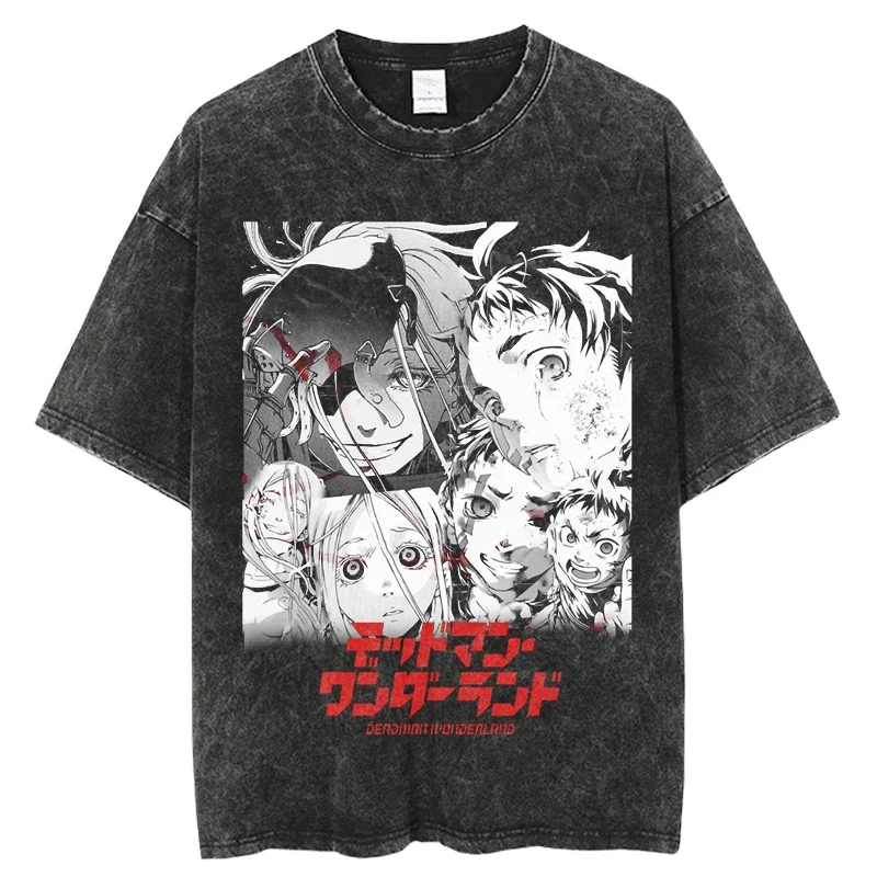 T-Shirt Oversized Short Sleeve Hot  Man summer t-shirt Japanese Anime Deadman Wonderland Washed t shirt Cartoon Harajuku Unisex