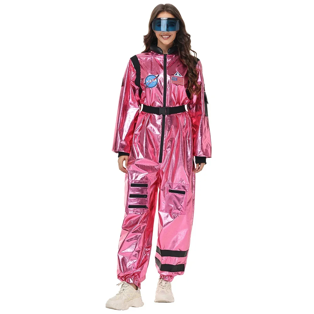 

Костюм космонавта на Хэллоуин для взрослых, женский розовый костюм космонавта, комбинезон с очками, космический костюм для косплея, вечерние наряды