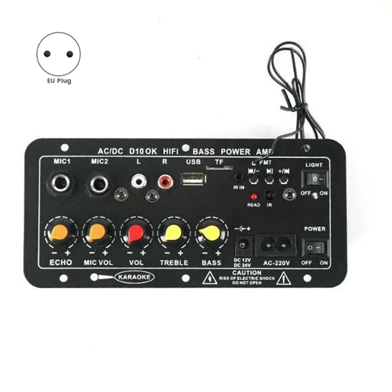 AS95-D10 220V Digital Bluetooth Amplifier Board Karaoke Amp Microphone Subwoofer Speaker Home Theater DIY