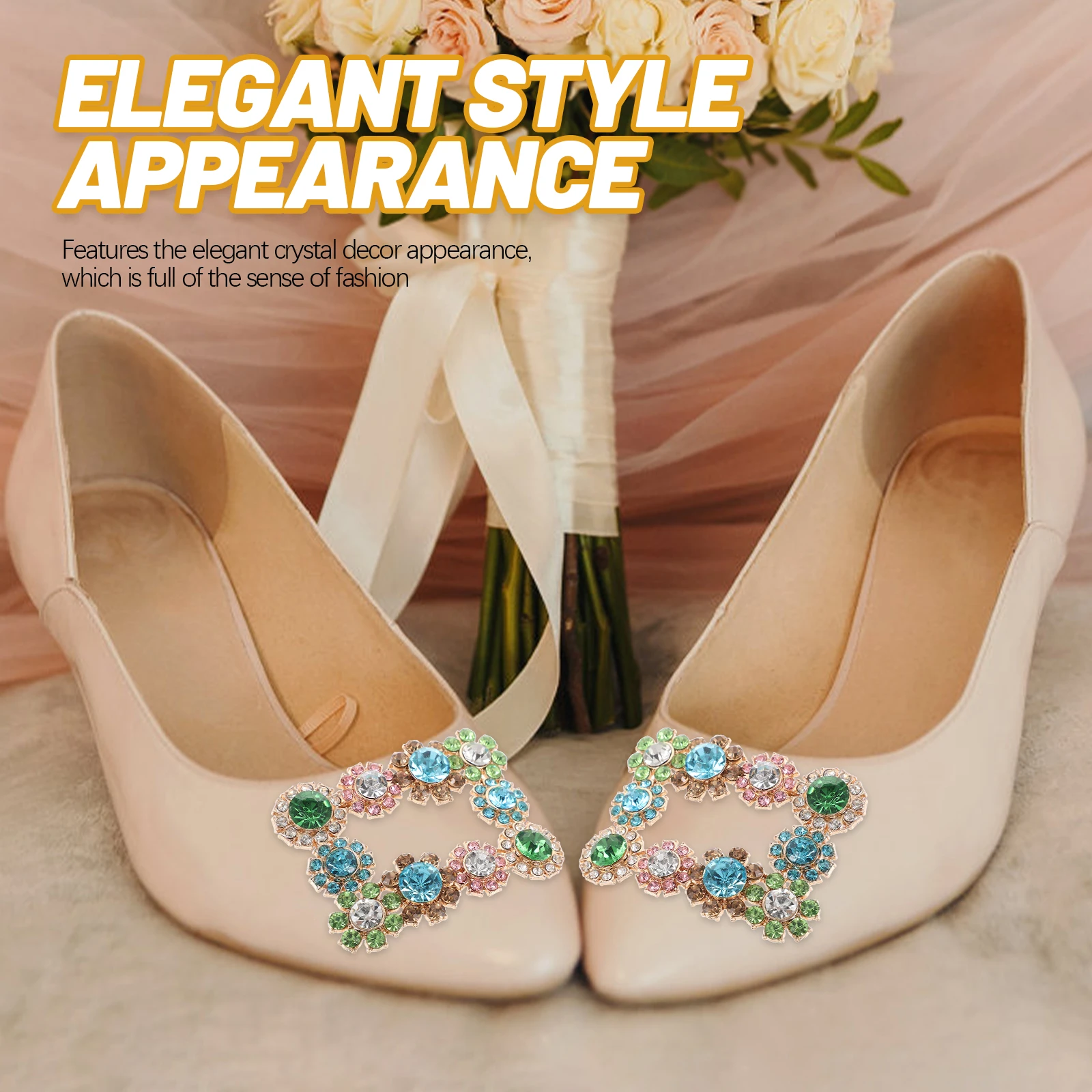 

2pcs Rhinestone Shoe Clips Crystal Decorations Women's Bridal Buckles for Wedding Party Sandals Sneakers Shoe Accessories