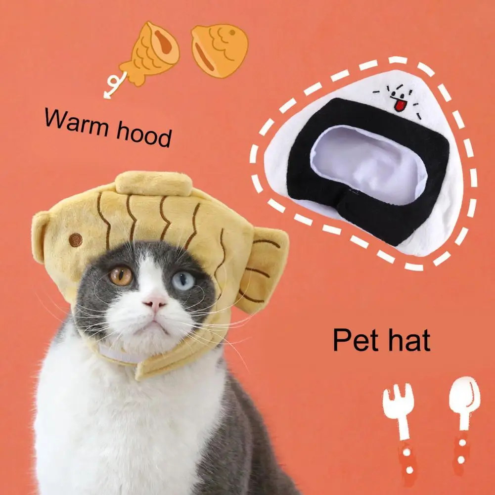 Pretty  Dog Hat Cotton Cartoon Taiyaki Shape Pet Dog Cat Headwear Fastener Tape Comfortable Pet Hat Pet Accessories