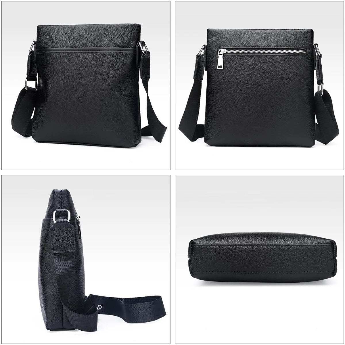 Imagem -03 - Bolsa de Ombro de Couro Genuíno Masculina Bolsa Mensageiro Empresarial Simples Bolsa Crossbody Bolsa Vertical Bolsa Pequena Marca de Moda