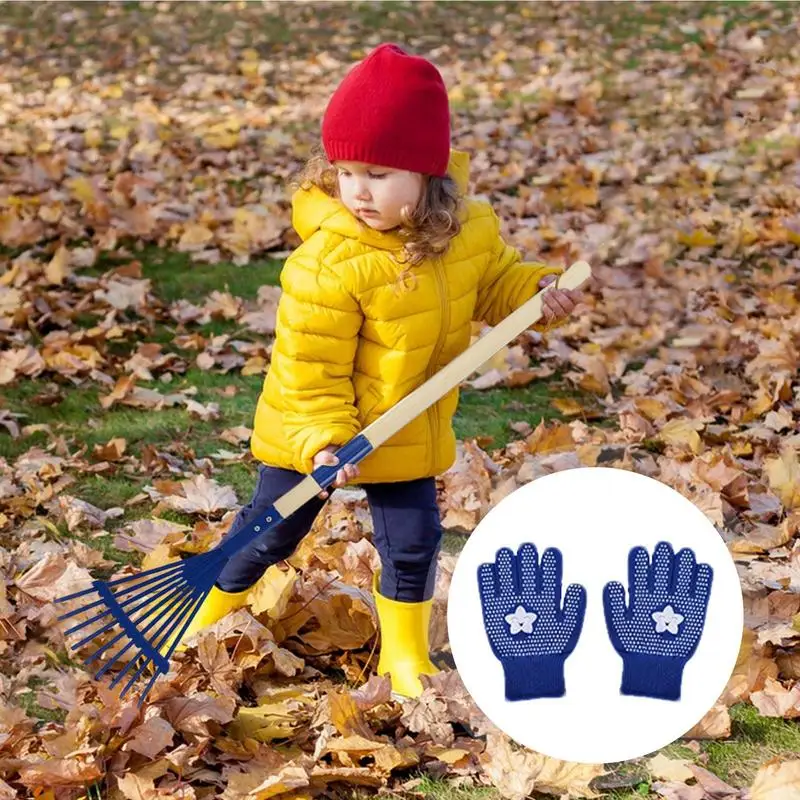 Lawn Rakes For Leaves Garden Wooden Handle Children's Rake Kit Kids Lawn Rakes With Detachable Wooden Handle For Outdoor