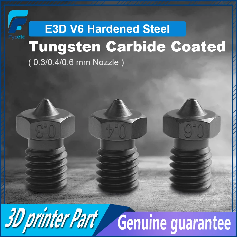 

For E3D V6 Nozzle Tungsten Carbide Coated Hardened Steel 0.3/0.4/0.6mm High hardness High Precision for E3D V6 Hotend 3D Printer