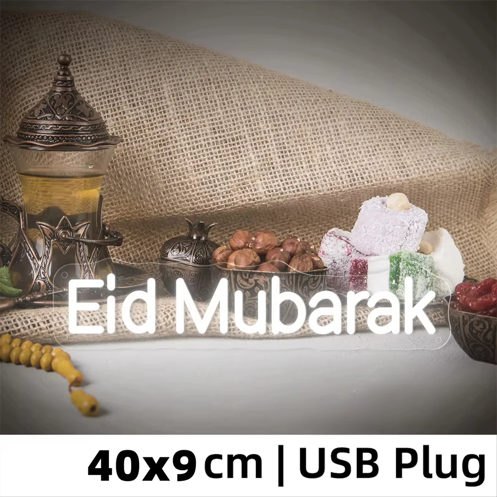 Eid Mubarak LED Neon Sign Ramadan Decorations Neon Sign for Home Ramadan Mubarak Decor Neon Sign Home Bedroom Decoration USB