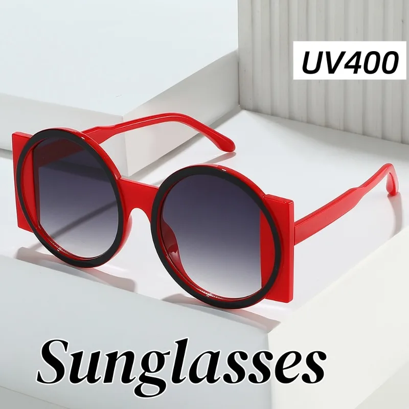New Round Personalized Color Blocked UV400 Sunglasses Vintage Trend Sunscreen Eyeglasses Outdoor Casual Glasses Female and Male