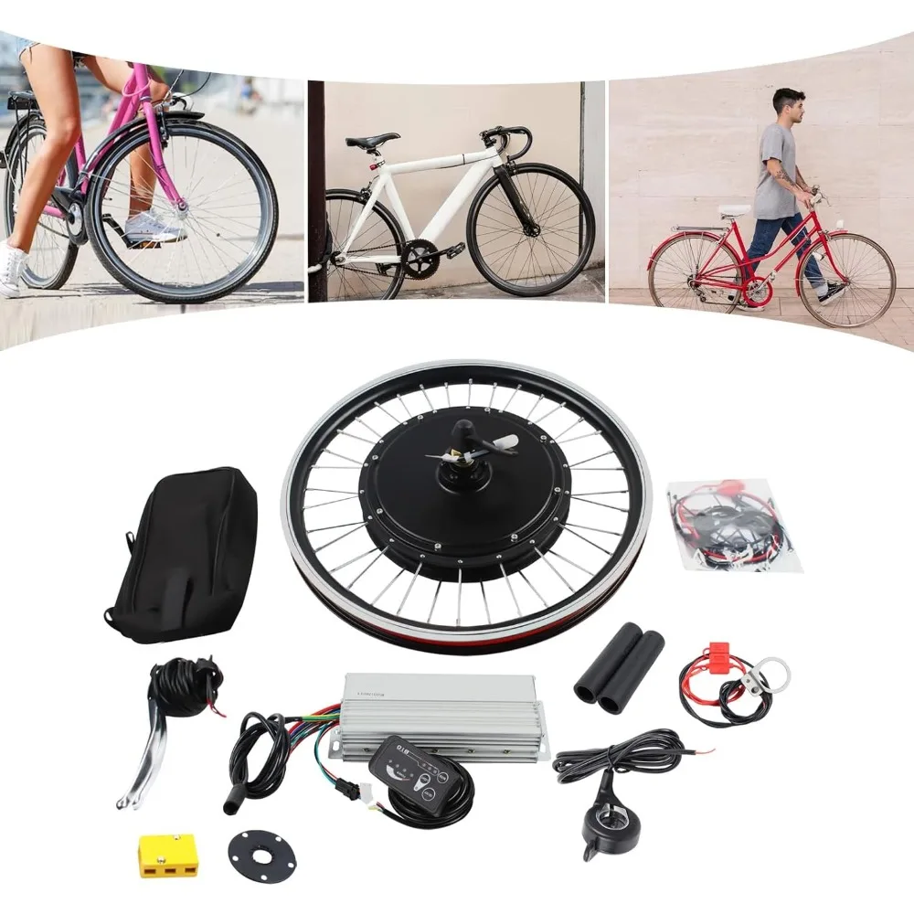 

Electric Bicycle Front Wheel Conversion Kit 48V E-Bike Motor Kit with High Speed Brushless Gearless Hub LED Display