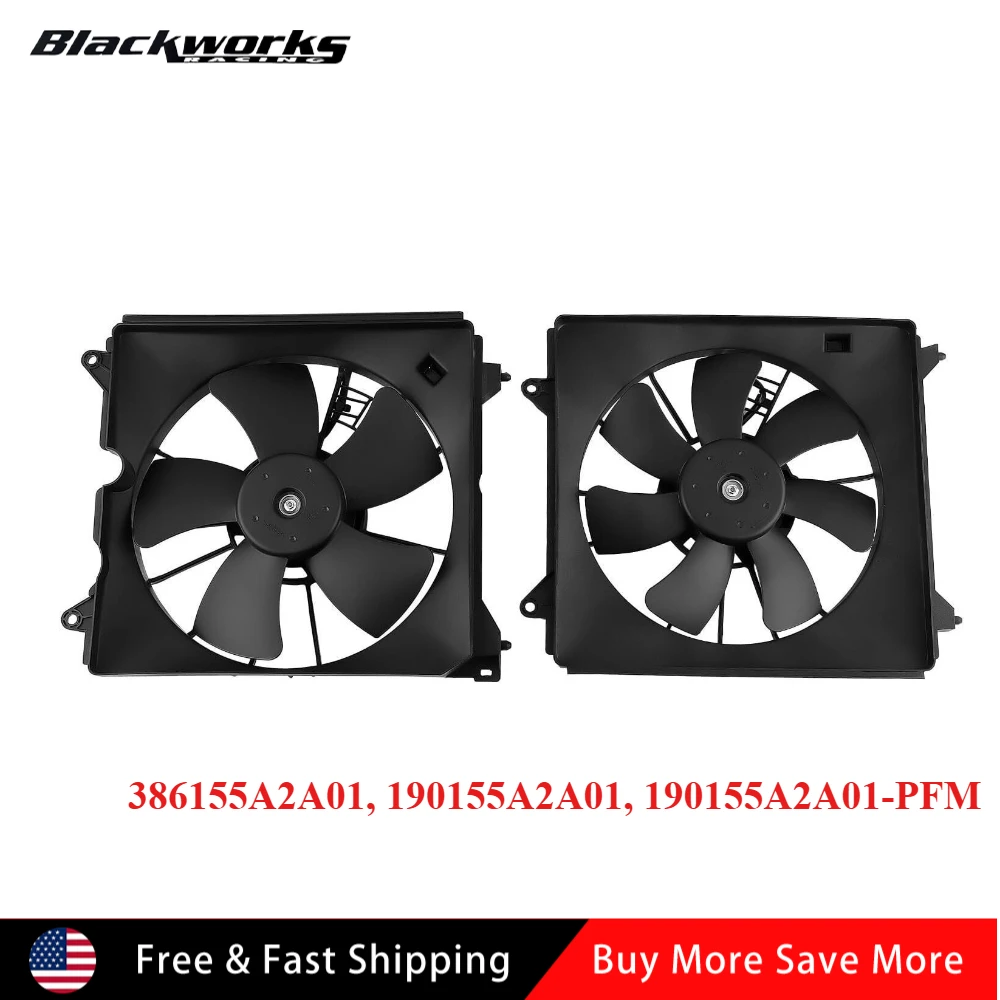 

386155A2A01, 190155A2A01, 190155A2A01-PFM 2PCS AC Condenser Radiator Cooling Motor Fan for 2013-2017 Honda Accord Touring