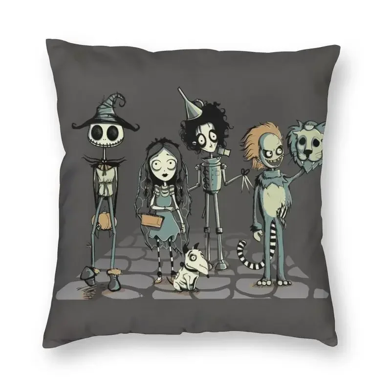 Tim Burton Horror Movie Cushion Cover Sofa Home Decor Gothic Halloween Film Square Throw Pillow Cover 45x45