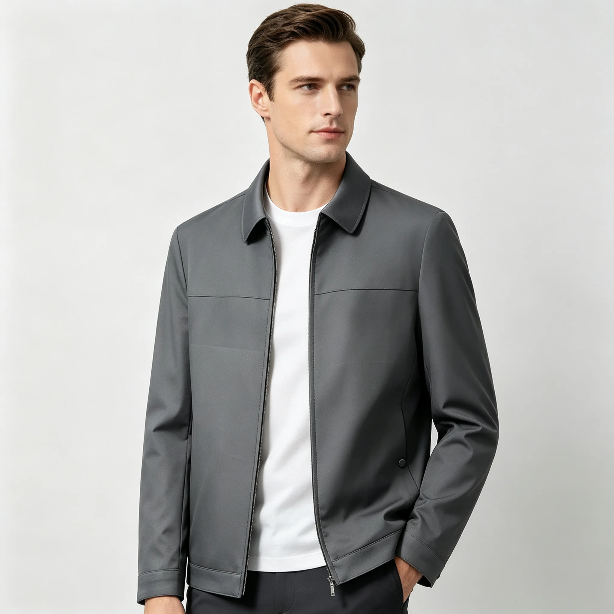High-End Administrative Jacket Casual Turn-down Collar Men's Fashion Business Commute Outerwear Breathable Standard Fit