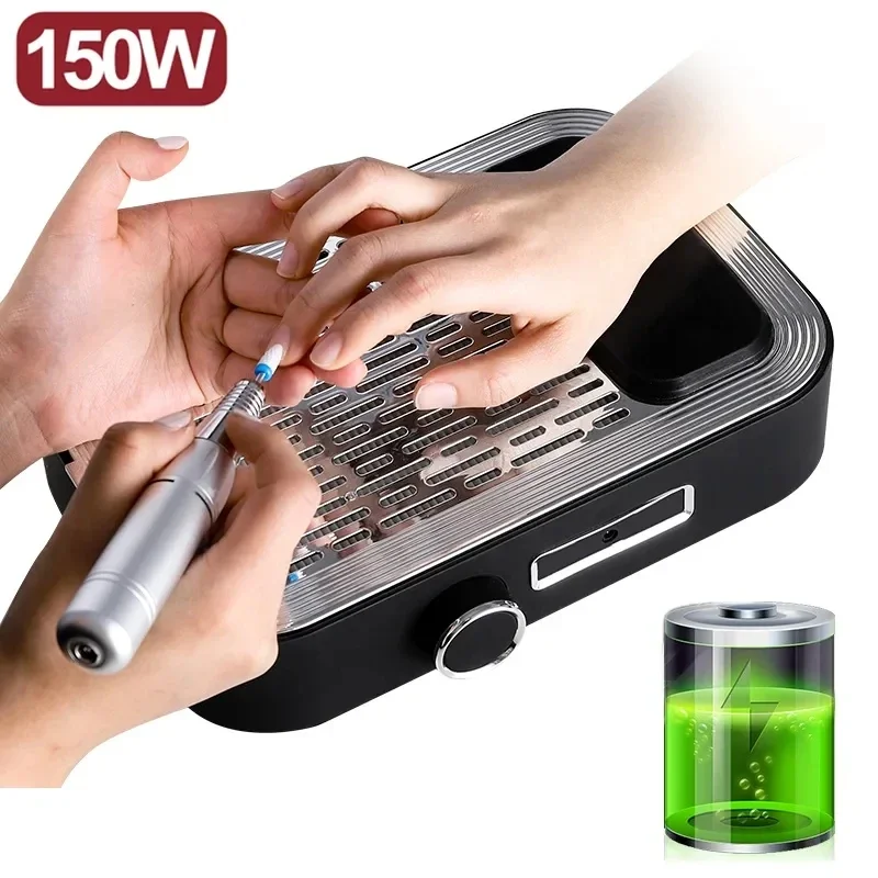 

150W Rechargeable Nail Dust Collector Extractor Fan For Manicure With Removable Filters Professional Manicure Machine Salon Tool
