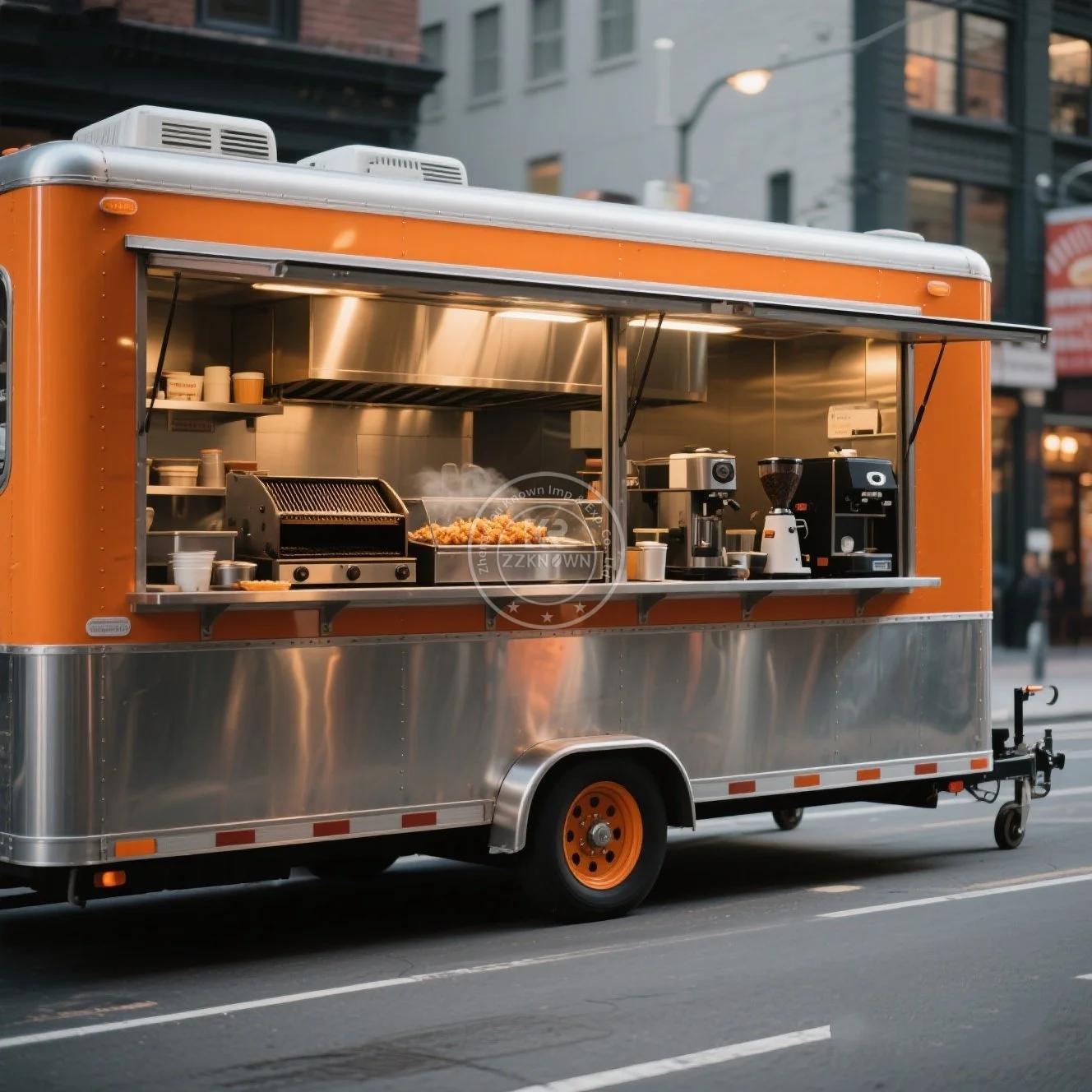 

USA State Food Truck with Full Kitchen Concession Bbq Food Trailer with Porch Fully Equipped Custom Food Truck