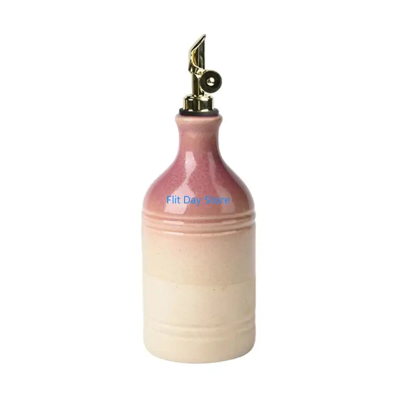 F92C Refillable Ceramic Oil Cruet With Controlled Pour Spout for Table Use